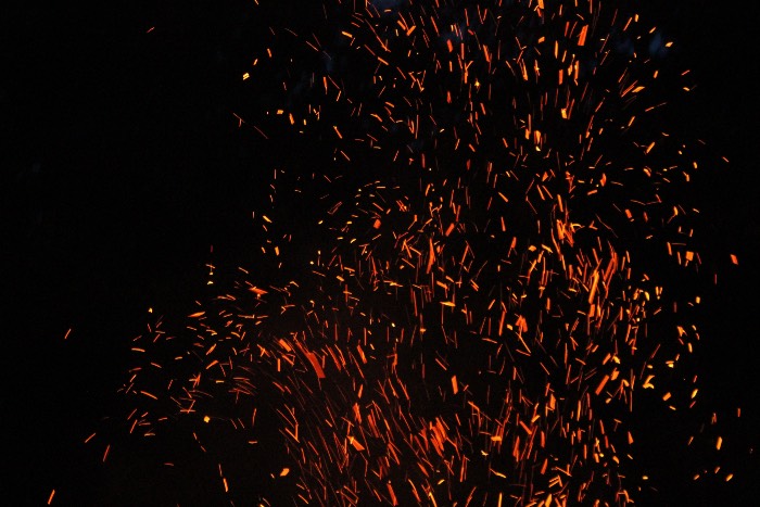 "The Chasms" - a photo of sparks from a fire