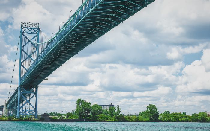 "In the Borderlands" - a photo of the Ambassador Bridge which connects Michigan (U.S.) and Windsor (Canada).