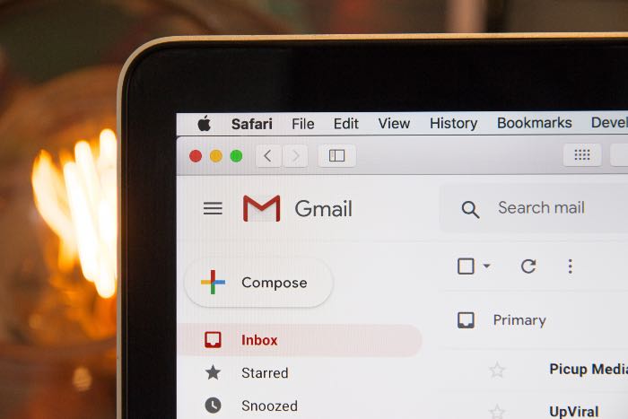 a photo of an email inbox