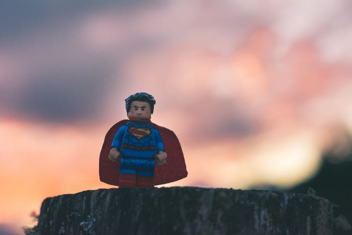 a photo of a Lego Superman