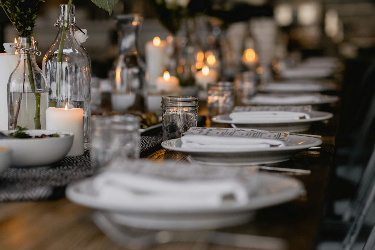 a photo of a table set for dinner