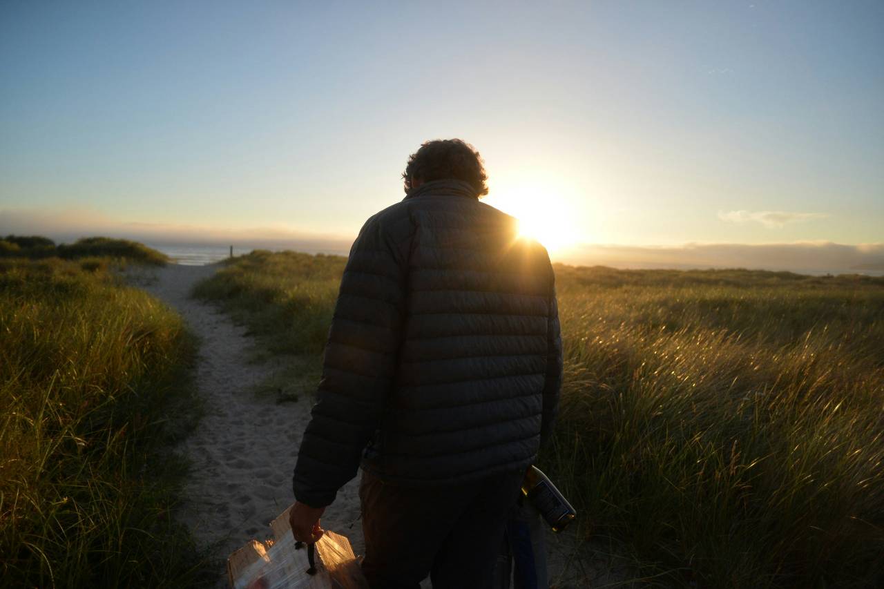 a photo of a person walking