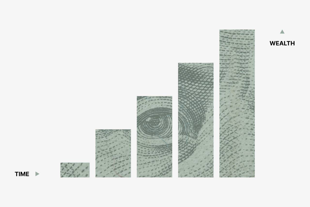 a graph with a photo of an eye from a dollar bill