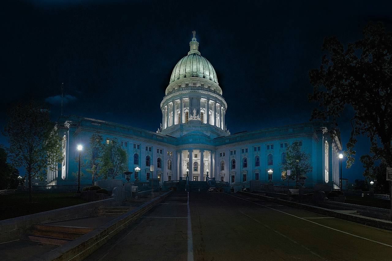 A domed state capital building