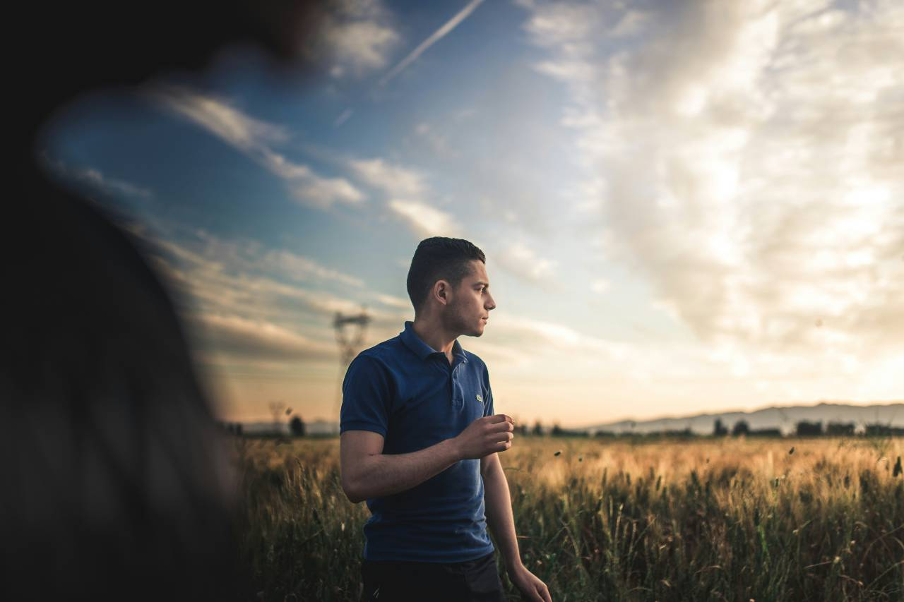 a person in a field