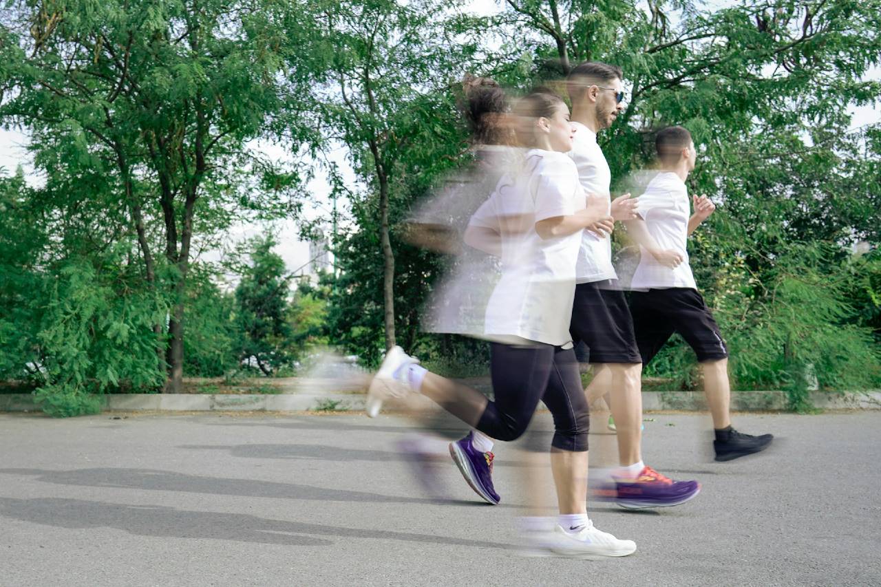 group of people running