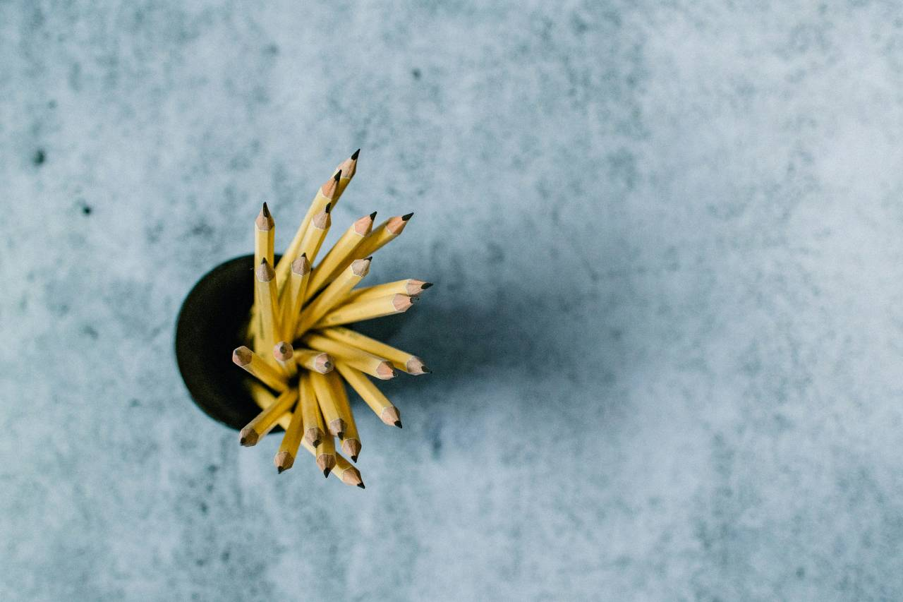 a cup of sharpened pencils