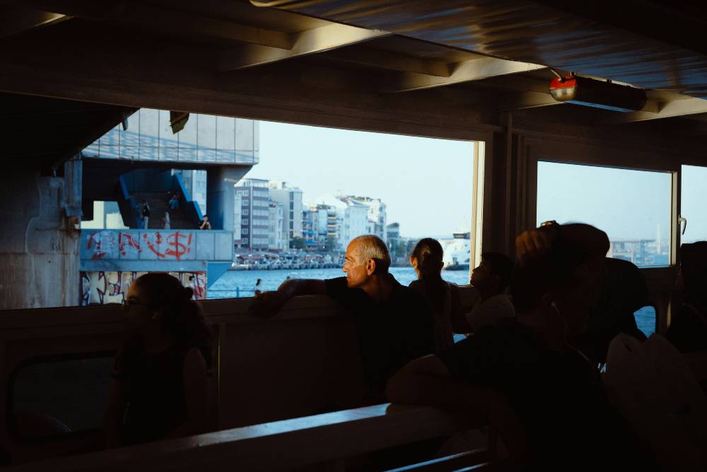 a person looking out a window
